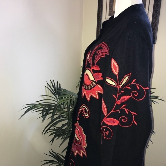 Indigo Moon Embroidered Long Women Plus Size Jacket 1X - Picture 6 of 7